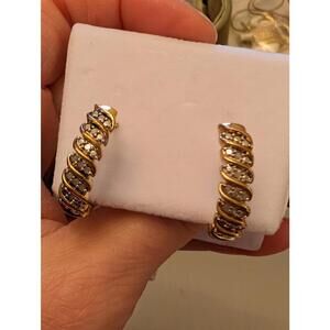 B R Sun Elegant Diamond Hoop Earrings